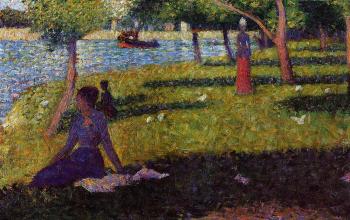 喬治 脩拉 La Grande Jatte, Seated and Standing Woman